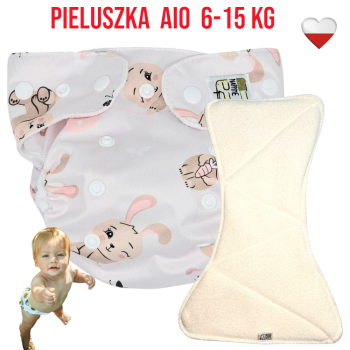 Pieluszka Wielorazowa z wkładem Kieszonka bambus KRÓLICZKI  NappiMe