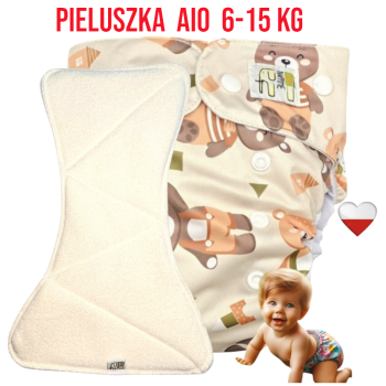 Pieluszka Wielorazowa z wkładem Kieszonka Mikropolar MISIE ZIELONE NappiMe