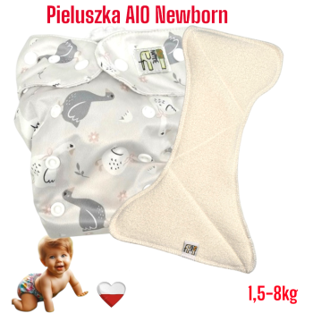 Pieluszka Wielorazowa z wkładem, Newborn Kieszonka Coolmax GĄSKI