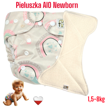 Pieluszka Wielorazowa z wkładem, NEWBORN Kieszonka Mikropola TĘCZA