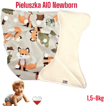 Pieluszka Wielorazowa z wkładem, NEWBORN Kieszonka Mikropolar LISKI