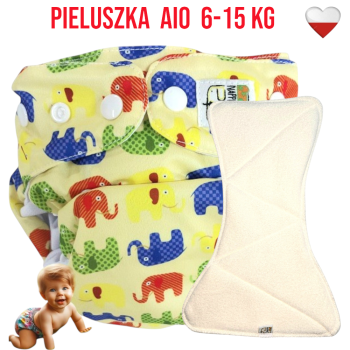 Pieluszka Wielorazowa z wkładem Kieszonka Mikropolar KOLOROWE SŁONIE NappiMe