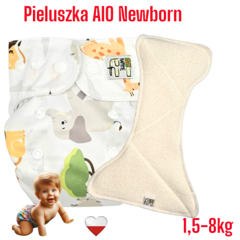 Pieluszka Wielorazowa z wkładem, NEWBORN Kieszonka Mikropolar SAFARI