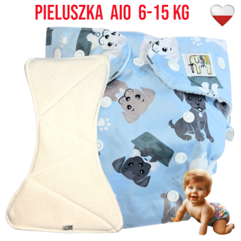 Pieluszka Wielorazowa z wkładem Kieszonka Mikropolar PIESKI NIEBIESKIE  NappiMe