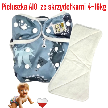 Pieluszka Wielorazowa z wkładem Kieszonka Coolmax ze Skrzydełkami DINO NappiMe