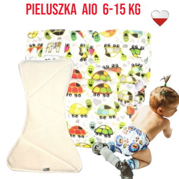 Pieluszka Wielorazowa z wkładem Kieszonka bambus ŻÓŁWIE  NappiMe