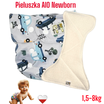 Pieluszka Wielorazowa z wkładem Newborn Kieszonka Bambus SAMOCHODY NappiMe
